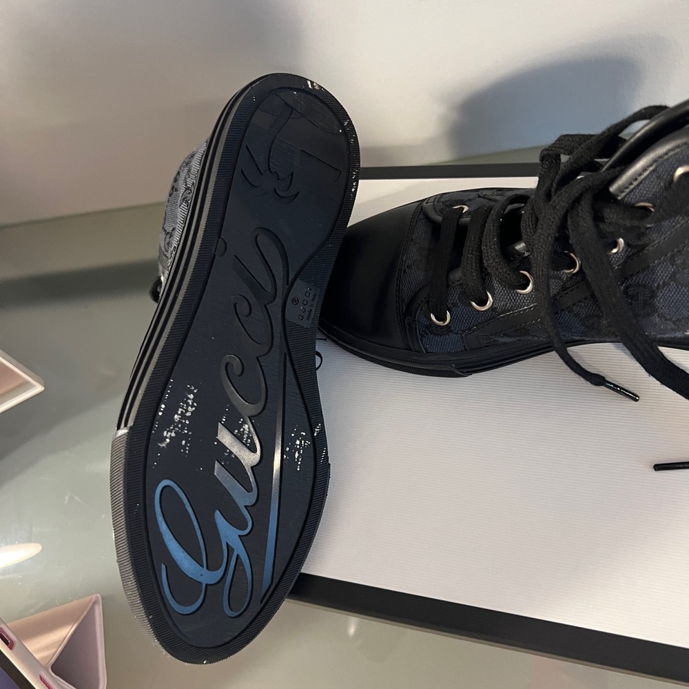 Gucci Black Monogram High-Top Sneakers - Picture 3 of 6